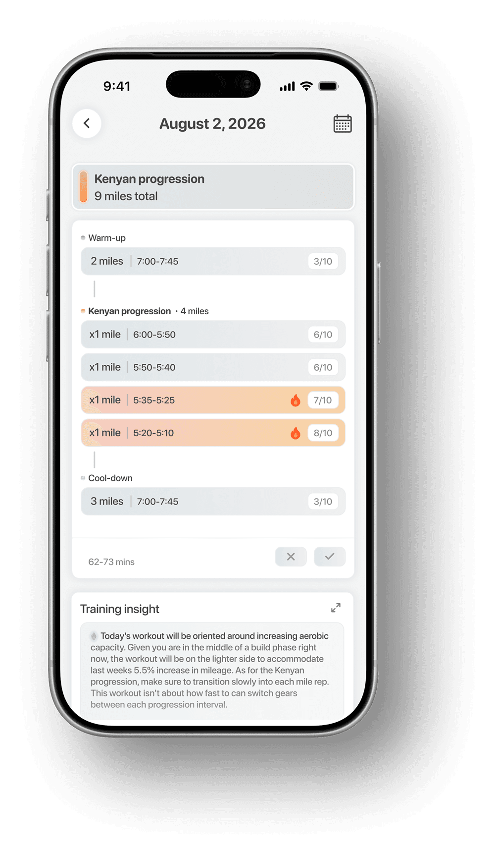Training log detail view